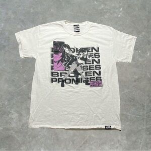 ☀️ Broken Promises In My Feelings Anime Girl Graphic Tee Mens Size L White